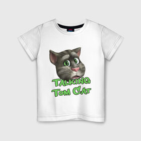 Детская футболка хлопок с принтом Talking Tom Cat , 100% хлопок | круглый вырез горловины, полуприлегающий силуэт, длина до линии бедер | говорящий кот том | игровые приложения | игры