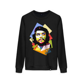 Женский свитшот хлопок с принтом Che Guevara , 100% хлопок | прямой крой, круглый вырез, на манжетах и по низу широкая трикотажная резинка  | Тематика изображения на принте: че гевара