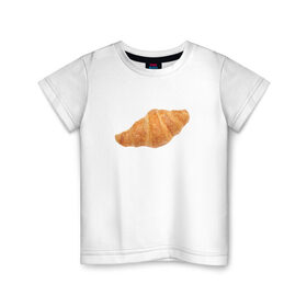 Детская футболка хлопок с принтом Круассан , 100% хлопок | круглый вырез горловины, полуприлегающий силуэт, длина до линии бедер | 