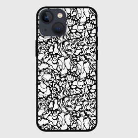 Чехол для iPhone 13 mini с принтом Абстрактная жидкость ,  |  | абстрактный | вода | геометрический | геометрия | дырки | жидкость | нейрографика | петли | плазма | пузыри | пятна | черно белый