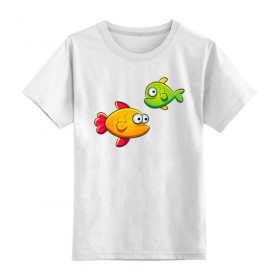kids_tee с принтом Две морские рыбки: желтая и зеленая ,  |  | Тематика изображения на принте: 
