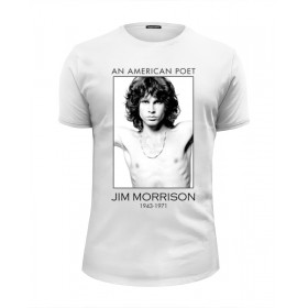 Мужская футболка Premium с принтом Джим Моррисон , Белый, черный, серый меланж, голубой: 100% хлопок, плотность 160 гр. Остальные цвета: 92% хлопок, 8% лайкра, плотность 170-180гр. |  | 