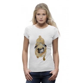 Женская футболка Premium с принтом Нарисованный мопс ,  |  | 