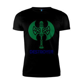 Мужская футболка премиум с принтом Orc Fighter - Destroyer , 92% хлопок, 8% лайкра | приталенный силуэт, круглый вырез ворота, длина до линии бедра, короткий рукав | destroyer | lineage
