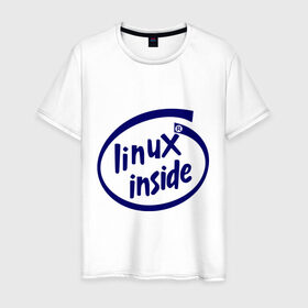 Мужская футболка хлопок с принтом Linux inside , 100% хлопок | прямой крой, круглый вырез горловины, длина до линии бедер, слегка спущенное плечо. | Тематика изображения на принте: intel inside | linux | linux inside | админу | линукс | пингвины linux | пингвины люникс | прикольные