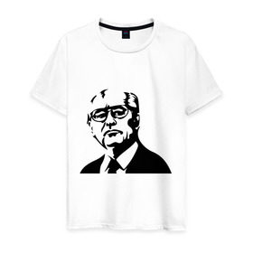 Мужская футболка хлопок с принтом Горбачев , 100% хлопок | прямой крой, круглый вырез горловины, длина до линии бедер, слегка спущенное плечо. | горбачев | михаил сергеевич | политические | россия