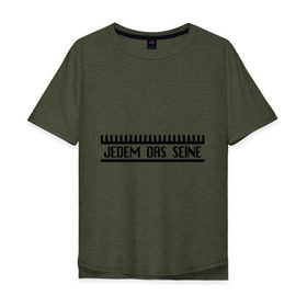 Мужская футболка хлопок Oversize с принтом Jedem Das Seine , 100% хлопок | свободный крой, круглый ворот, “спинка” длиннее передней части | Тематика изображения на принте: германия | иностранный | надпись | немецкий | переводчик | слова | фраза