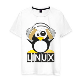 Мужская футболка хлопок с принтом Linux (6) , 100% хлопок | прямой крой, круглый вырез горловины, длина до линии бедер, слегка спущенное плечо. | Тематика изображения на принте: пингвин