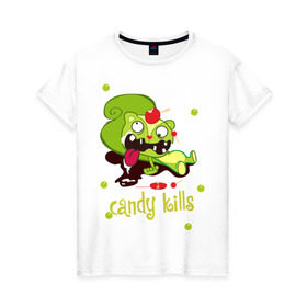 Женская футболка хлопок с принтом Сandy kills , 100% хлопок | прямой крой, круглый вырез горловины, длина до линии бедер, слегка спущенное плечо | happy tree friends