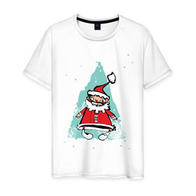 Мужская футболка хлопок с принтом Дед_мороз (3) , 100% хлопок | прямой крой, круглый вырез горловины, длина до линии бедер, слегка спущенное плечо. | 2012 | new year | дед | дед мороз | нг | новый 2012 | новый год | санта | санта клаус