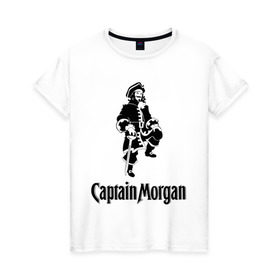 Женская футболка хлопок с принтом Capitan Morgan , 100% хлопок | прямой крой, круглый вырез горловины, длина до линии бедер, слегка спущенное плечо | capitan morgan | бар | бармен | капитан морган
