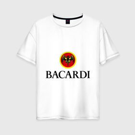 Женская футболка хлопок Oversize с принтом Bacardi , 100% хлопок | свободный крой, круглый ворот, спущенный рукав, длина до линии бедер
 | bacardi | бакарди | бар | бармен | ром