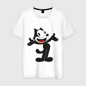 Мужская футболка хлопок с принтом Кот феликс , 100% хлопок | прямой крой, круглый вырез горловины, длина до линии бедер, слегка спущенное плечо. | felix | felix cat | кот феликс | феликс