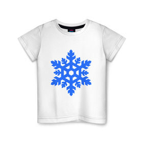 Детская футболка хлопок с принтом Cнежинка , 100% хлопок | круглый вырез горловины, полуприлегающий силуэт, длина до линии бедер | Тематика изображения на принте: new year | для зимы | нг | новогодний | новый год | снег | снежинка