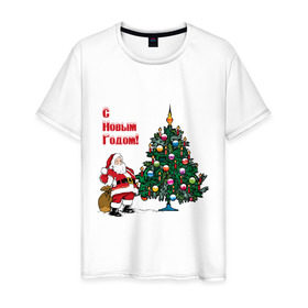 Мужская футболка хлопок с принтом Ded Moroz , 100% хлопок | прямой крой, круглый вырез горловины, длина до линии бедер, слегка спущенное плечо. | 2012 | new year | дед | дед мороз | елка | елочка | нг | новый 2012 | новый год | подарки | санта | санта клаус