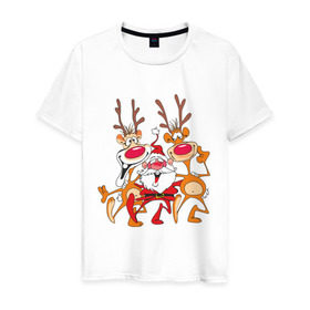 Мужская футболка хлопок с принтом Дед Мороз (8) , 100% хлопок | прямой крой, круглый вырез горловины, длина до линии бедер, слегка спущенное плечо. | 2012 | new year | дед мороз | мороз | нг | новый 2012 | новый год | олень | санта | санта клаус