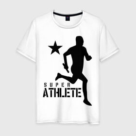Мужская футболка хлопок с принтом Лёгкая атлетика (4) , 100% хлопок | прямой крой, круглый вырез горловины, длина до линии бедер, слегка спущенное плечо. | атлет | бег | бегун | легкая атлетика | марафон | марафонец | спринтер