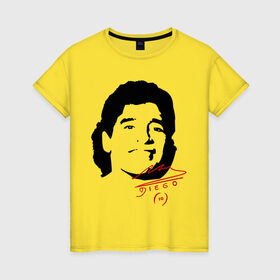 Женская футболка хлопок с принтом Diego Maradona , 100% хлопок | прямой крой, круглый вырез горловины, длина до линии бедер, слегка спущенное плечо | diego maradona | footballplayer | аргентина | диего марадона | сборная аргентины