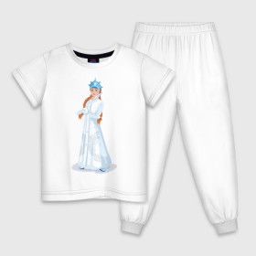 Детская пижама хлопок с принтом Снегурочка с кокардой , 100% хлопок |  брюки и футболка прямого кроя, без карманов, на брюках мягкая резинка на поясе и по низу штанин
 | нг | новый год | снегурка | снегурочка