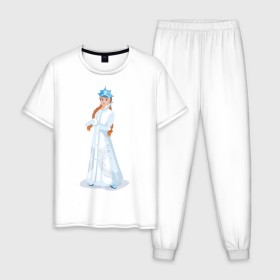 Мужская пижама хлопок с принтом Снегурочка с кокардой , 100% хлопок | брюки и футболка прямого кроя, без карманов, на брюках мягкая резинка на поясе и по низу штанин
 | Тематика изображения на принте: нг | новый год | снегурка | снегурочка