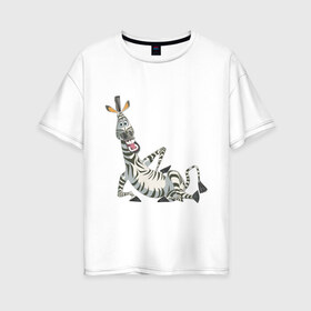 Женская футболка хлопок Oversize с принтом Мадагаскар (4) , 100% хлопок | свободный крой, круглый ворот, спущенный рукав, длина до линии бедер
 | madagascar | зебра | мадагаскар