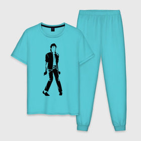 Мужская пижама хлопок с принтом Майкл Джексон (9) , 100% хлопок | брюки и футболка прямого кроя, без карманов, на брюках мягкая резинка на поясе и по низу штанин
 | michael jackson | зщз | король | майкл джексон | поп