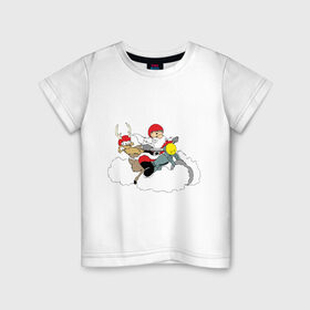 Детская футболка хлопок с принтом Санта-байкер , 100% хлопок | круглый вырез горловины, полуприлегающий силуэт, длина до линии бедер | 2012 | new year | дед | дед мороз | нг | новый 2012 | новый год | олень | санта | санта клаус