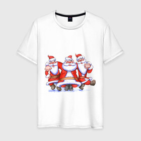 Мужская футболка хлопок с принтом Деды Морозы , 100% хлопок | прямой крой, круглый вырез горловины, длина до линии бедер, слегка спущенное плечо. | 2012 | new year | дед мороз | нг | новый 2012 | новый год | санта | санта клаус