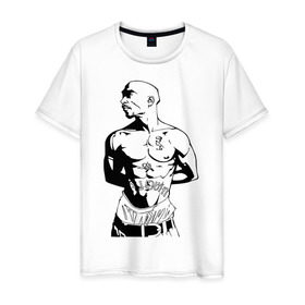 Мужская футболка хлопок с принтом 2pac (2) , 100% хлопок | прямой крой, круглый вырез горловины, длина до линии бедер, слегка спущенное плечо. | rap | tupac