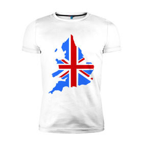 Мужская футболка премиум с принтом Карта Англии , 92% хлопок, 8% лайкра | приталенный силуэт, круглый вырез ворота, длина до линии бедра, короткий рукав | england | gb | uk | британия | британский флаг | карта англии | флаги