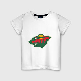 Детская футболка хлопок с принтом Minnesota Wild , 100% хлопок | круглый вырез горловины, полуприлегающий силуэт, длина до линии бедер | 