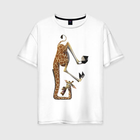 Женская футболка хлопок Oversize с принтом Мадагаскар (10) , 100% хлопок | свободный крой, круглый ворот, спущенный рукав, длина до линии бедер
 | madagascar | жираф | мадагаскар
