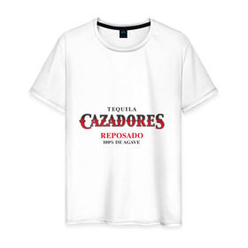 Мужская футболка хлопок с принтом TEQUILA CAZADORES , 100% хлопок | прямой крой, круглый вырез горловины, длина до линии бедер, слегка спущенное плечо. | Тематика изображения на принте: cazadores | tequila | бар | бармен | текила