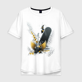 Мужская футболка хлопок Oversize с принтом Guitar (3) , 100% хлопок | свободный крой, круглый ворот, “спинка” длиннее передней части | гитара | крылья