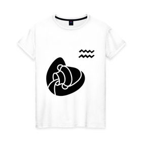 Женская футболка хлопок с принтом Водолей(6) , 100% хлопок | прямой крой, круглый вырез горловины, длина до линии бедер, слегка спущенное плечо | zodiac | водолей | гороскоп | знак зодиака | знаки зодиака