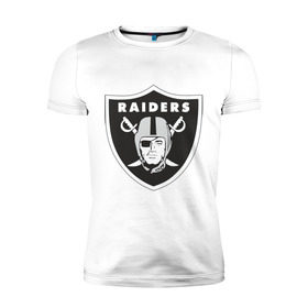 Мужская футболка премиум с принтом Raiders , 92% хлопок, 8% лайкра | приталенный силуэт, круглый вырез ворота, длина до линии бедра, короткий рукав | Тематика изображения на принте: raiders | значок | пираты | рейдеры | эмблема