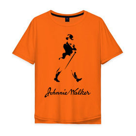 Мужская футболка хлопок Oversize с принтом Johnnie Walker (2) , 100% хлопок | свободный крой, круглый ворот, “спинка” длиннее передней части | johnnie walker | бар | бармен | виски | джонни уокер