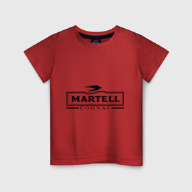Детская футболка хлопок с принтом Martell , 100% хлопок | круглый вырез горловины, полуприлегающий силуэт, длина до линии бедер | cognac | martell | бар | бармен | коньяк | мартель
