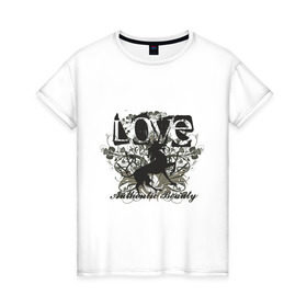 Женская футболка хлопок с принтом Love (13) , 100% хлопок | прямой крой, круглый вырез горловины, длина до линии бедер, слегка спущенное плечо | 8 марта | love | девушкам | лав | лошадка | лошадь | любовь | узоры