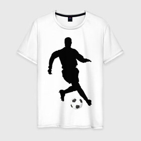 Мужская футболка хлопок с принтом Футболист (3) , 100% хлопок | прямой крой, круглый вырез горловины, длина до линии бедер, слегка спущенное плечо. | Тематика изображения на принте: 