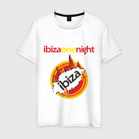 Мужская футболка хлопок с принтом Ibiza one night , 100% хлопок | прямой крой, круглый вырез горловины, длина до линии бедер, слегка спущенное плечо. | ibiza | one night | ибица | фестиваль | электронная музыка