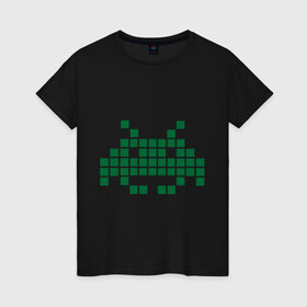 Женская футболка хлопок с принтом Space invaders (2) , 100% хлопок | прямой крой, круглый вырез горловины, длина до линии бедер, слегка спущенное плечо | 8 bit | 8 бит | shooter | space invaders | video games | видеоигры | космические захватчики | стрелялка | шутер
