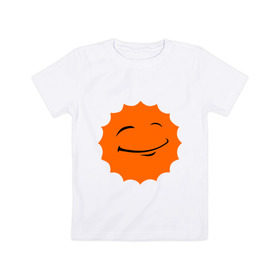 Детская футболка хлопок с принтом Смайл - довольное солнце , 100% хлопок | круглый вырез горловины, полуприлегающий силуэт, длина до линии бедер | smile | довольное солнце | смайл | солнце | солнышко | улыбка