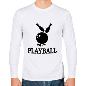 Мужской лонгслив хлопок с принтом Playball , 100% хлопок |  | bowling | playball | playboy | боулинг | кегли | плейбой | шар | шары