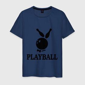 Мужская футболка хлопок с принтом Playball , 100% хлопок | прямой крой, круглый вырез горловины, длина до линии бедер, слегка спущенное плечо. | bowling | playball | playboy | боулинг | кегли | плейбой | шар | шары