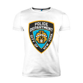 Мужская футболка премиум с принтом N.Y.P.D. , 92% хлопок, 8% лайкра | приталенный силуэт, круглый вырез ворота, длина до линии бедра, короткий рукав | Тематика изображения на принте: new york | nypd | police | police department | нью йорк