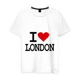 Мужская футболка хлопок с принтом I love London , 100% хлопок | прямой крой, круглый вырез горловины, длина до линии бедер, слегка спущенное плечо. | Тематика изображения на принте: лондон
