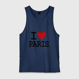 Мужская майка хлопок с принтом I love Paris , 100% хлопок |  | Тематика изображения на принте: i love | i love paris | европа | париж | франция | французский | я люблю париж
