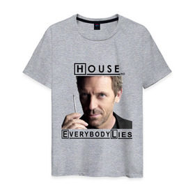 Мужская футболка хлопок с принтом House idea , 100% хлопок | прямой крой, круглый вырез горловины, длина до линии бедер, слегка спущенное плечо. | everybody lies | haus | house | все лгут | доктор | хауз | хаус | хью лори
