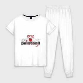 Женская пижама хлопок с принтом Devil Paintball , 100% хлопок | брюки и футболка прямого кроя, без карманов, на брюках мягкая резинка на поясе и по низу штанин | 